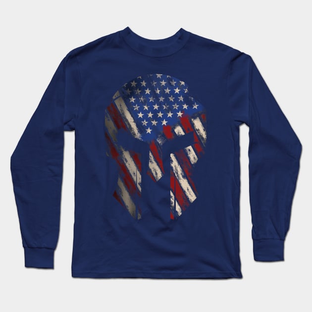 Patriotic Spartan helmet Long Sleeve T-Shirt by Richardramirez82